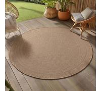 Teppium Tappeto Outdoor Rotondo 80 cm Beige, Resistente alle Intemperie e ai Raggi UV, Tappeto Balcone per Cucina Ingresso Indoor Outdoor, Design Tinta Unita con Bordo Facile da Pulire
