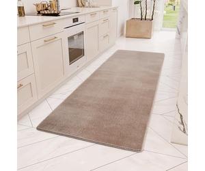 Teppium Tappeto Runner Marrone 80x250 cm Tappeto a Pelo Corto Lavabile, Antiscivolo e Morbido, Design Monocromatico Moderno per Camera da Letto, Cucina e Corridoio