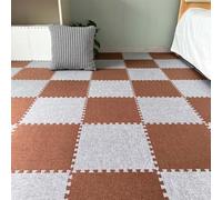 TEPPOIC Tappetino, 12 pezzi Piastrelle per moquette ad incastro in cotone di lino, piastrelle antiscivolo in schiuma EVA, per la stanza dei giochi dei bambini, 30x30 cm (N)