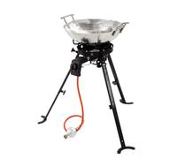 Tepro Wok, bruciatore a Gas Shanghai, 1 bruciatore Rotondo con Potenza Max. 9,8 kW, accensione piezoelettrica, Wok in Acciaio Inox, Circa Ø 45 cm, Superficie Grill, Dimensioni ca. 90 x 90 x 85 cm