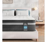 TeQsli Materasso matrimoniale da 25,4 cm, materasso ibrido in memory foam con bobine di media durezza e confezionate singolarmente, materasso a molle per alleviare il dolore alla schiena, certificato