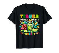Tequila Cheaper-Than Therapy Bere Cinco De Mayo Messicano Maglietta