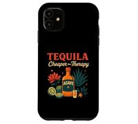 Tequila Is Cheaper Therapy Divertente bottiglia di agave con design a lime Custodia per iPhone 11