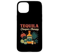 Tequila Is Cheaper Therapy Divertente bottiglia di agave con design a lime Custodia per iPhone 15 Plus