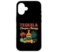 Tequila Is Cheaper Therapy Divertente bottiglia di agave con design a lime Custodia per iPhone 16
