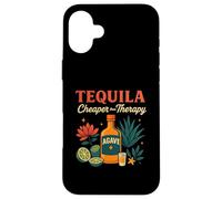 Tequila Is Cheaper Therapy Divertente bottiglia di agave con design a lime Custodia per iPhone 16 Plus