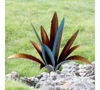 Tequila - Scultura rustica in metallo di agave, decorazione artistica fai da te, per cortile, giardino, prato, patio, giardino (blu con asta ad H)
