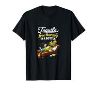 Tequila Terapia Gratuita in Una Bottiglia Party Crew Joke Maglietta
