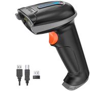 Tera 5100 Lettore di Codici a Barre 1D con Indicatore Batteria,Grigio | USB Cablato e Wireless 2,4 GHz, Lettore Laser, Batteria 2200 mAh, IP54 per Negozio, Magazzino, Biblioteca e Scuola