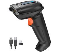 Tera 5100 Lettore di Codici a Barre 1D con Indicatore Batteria, Nero | USB Cablato e Wireless 2,4 GHz, Lettore Laser, Batteria 2200 mAh, IP54 per Negozio, Magazzino, Biblioteca e Scuola