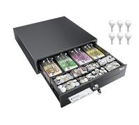 Tera Cassetta portavalori chiudibile a chiave, scomparto monete: 4 scomparti per banconote, 8 scomparti per monete, 41 x 41,6 x 11,3 cm, con inserto RJ12, chiavi per registratore di cassa