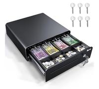 Tera Cassetto per cassa da 13 pollici: apertura automatica con 6 chiavi, design pesante, 4 scomparti per banconote, scomparto per banconote, scomparto multimediale 24 V RJ12, serratura a chiave POS