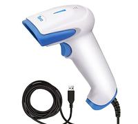 Tera Lettori di codici a barre Barcode Scanner laser 1D portatile cablato USB con materiale antibatterico, Plug and Play, Modello 3106 (Bianco-Blu)