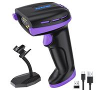 Tera Scanner di codici a barre Pro con batteria sostituibile: interruttore on/off, indicatore della batteria, supporto montato a parete, 1D 2D QR, compatibile con Bluetooth 2.4G, lettore di codici a
