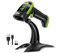 Tera Scanner di codici a barre wireless 2D con supporto: versione Pro con schermo di regolazione digitale e tastiera, funziona con Bluetooth 2,4 G cavo USB wireless extra veloce portatile HW0009-Z