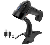 Tera Scanner di Codici a Barre Wireless 2D QR con Supporto: Versione Pro Indicatore di Carica 2500mAh Lettore Industriale Compatibile con Bluetooth 2.4G per Windows Mac Android iOS 8100 Pro Nero