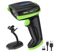 Tera Scanner per codici a barre con batteria sostituibile: interruttore on/off, indicatore della batteria, supporto montato a parete, 1D 2D QR compatibile con Bluetooth 2.4G Wireless USB lettore di
