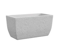 Tera vaso rettangolare in resina effetto pietra Petram, per esterno ed interno, auto irrigante con serbatoio d'acqua incluso, fioriera da esterno per casa e giardino (cm 80x40x40, bianco)