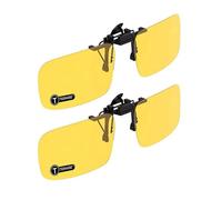 TERAISE 2-Pack Night Vision Clip su occhiali da sole polarizzati Uomo/Donna UV400 Flip-Up, pratico e sicuro da montare su occhiali da vista Ideale per guida e Outdoor/Pesca(2PCS Giallo+Giallo)
