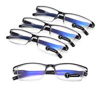 TERAISE 4PCS occhiali lettura uomo donna, luce blu, Leggero comodi, robusti per computer inclusa custodia per occhiali(2.5X)