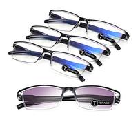 TERAISE 4PCS Value Occhiali da lettura a luce blu anti-luce, occhiali da lettura comodi e leggeri per uomo e donne,robusti occhiali da lettura con lenti da sole inclusa custodia per occhiali (3.0X)