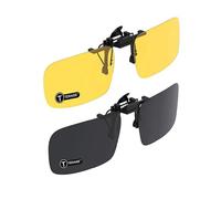 TERAISE Clip Su Occhiali Da Sole, 2-Pack/Day + Night Vision Uomo/Donna Occhiali Da Sole Polarizzati Flip-Up UV400(2PCS Nero+Giallo)