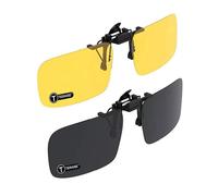 TERAISE Clip Su Occhiali Da Sole, 2-Pack/Day + Night Vision Uomo/Donna Occhiali Da Sole Polarizzati Flip-Up UV400(2PCS Nero+Giallo)