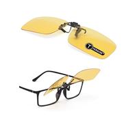 TERAISE Occhiali da visione notturna Clip-on Flip up da indossare sopra gli occhiali da donna e uomo HD polarizzati anti glare, occhiali da guida notturna, adatti per attività all'aria aperta/guida
