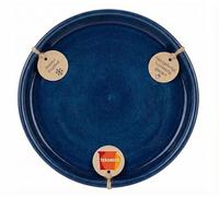 Teramico Abbeveratoio per uccelli, piatto/sottovaso per fioriere in gres smaltato, 24 cm - 42 cm, resistente al gelo (blu reale, 49 cm)