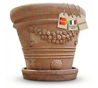 Teramico Festonato - Vaso per piante in terracotta a forma di conico, rotondo, con ghirlanda, realizzato a mano, assolutamente resistente al gelo (35 cm)