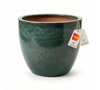 Teramico Premium Vaso per Piante in Ceramica Smaltata - 100% Resistente al Gelo & Fatto a Mano. Vaso da Fiori con Foro per Esterni & Interni. Vaso Decorativo Unico Resistente all'Inverno (Verde
