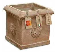 Teramico Vaso da fiori Cubo Con Rosone, realizzato a mano, in terracotta originale, resistente al gelo (25 cm)
