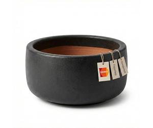 Teramico Vaso da fiori in gres resistente al gelo, fatto a mano, rotondo, resistente all'inverno, con foro, resistente alle intemperie, solido e robusto (antracite, 38 cm x 20 cm)