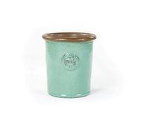 Teramico Vaso per piante con corona in gres porcellanato smaltato, 34 cm, 45 cm, assolutamente resistente al gelo e alle intemperie (turchese, 25 cm x 28 cm)