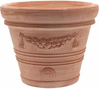 Teramico Vaso per piante conico rotondo Doppio Bordo Liscio e Festonato realizzato a mano, assolutamente resistente al gelo (Festonato 35 cm)