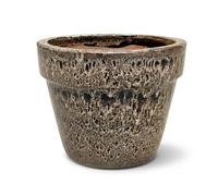 Teramico Vaso per piante in gres porcellanato, resistente al gelo, realizzato a mano, in ceramica con scarico, per giardino e balcone, per esterni (muschio marrone, 38 cm x 30 cm)