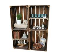 Teramico Vecchie cassette della frutta, in legno, con effetto fiammato, ideali per la costruzione di mobili o per la conservazione, lavorazione molto massiccia e robusta