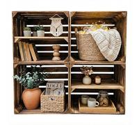 Teramico Vecchie cassette della frutta, in legno, con effetto fiammato, ideali per la costruzione di mobili o per la conservazione, lavorazione molto massiccia e robusta