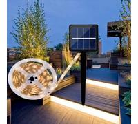 Teramo led Striscia LED solare per esterno impermeabile IP68 striscia LED luce Calda 3000K flessibile per giardino, terrazza, balcone, gazebo, viale, decorazione (5 METRI)