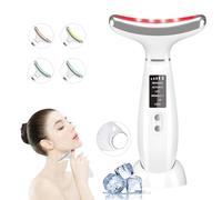 Terapia a luce rossa per viso e collo, dispositivo di terapia della luce facciale a LED a 4 colori, per la cura della pelle a casa, vibrazione a micro-corrente, servizio freddo e caldo, strumenti