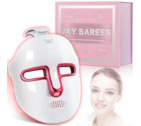Terapia della luce rossa per il viso, maschera facciale con luce LED a 7 colori e 1 pezzo, maschera per la cura della pelle del viso (bianco)