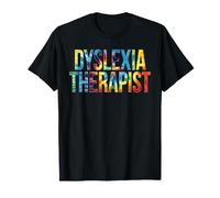 Terapista della dislessia Ritorno a Scuola Tie Dye Retro Rainbow Maglietta