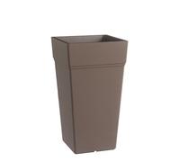 Teraplast Stalk Altezza 80cm - Vaso Alto Da Esterno E Da Interno In Plastica Opaca, Colore Marrone, 100% Riciclabile Con Riserva D'Acqua. Portavaso Alto A Base Circolare.