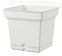 Teraplast Still Lato 38,5cm - Fioriera Da Esterno E Da Balcone In Plastica Opaca, Colore Bianco, 100% Riciclabile Con Riserva D'Acqua. Vaso Quadrato Da Esterno
