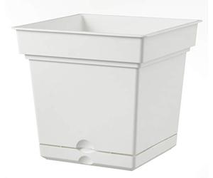 Teraplast Still Lato 38,5cm - Fioriera Da Esterno E Da Balcone In Plastica Opaca, Colore Bianco, 100% Riciclabile Con Riserva D'Acqua. Vaso Quadrato Da Esterno