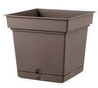 Teraplast Still Lato 38,5cm - Fioriera da Esterno E da Balcone in Plastica Opaca, Colore Bruno, 100% Riciclabile con Riserva d'Acqua. Vaso Quadrato da Esterno