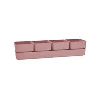 Teraplast vaso elegante di design Sierra, composto da 4 vasi quadrati e un sottovaso, dimensioni cm 38x10x10 h, fioriera per piantine e piante grasse reistente ai raggi UV (CM 38, OldRose (rosa))