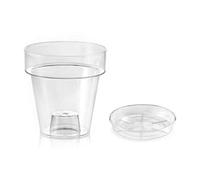 TERAPLAST Vaso Trasparente Porto Diametro CM 20 Completo di SOTTOVASO (5 Pezzi)