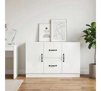 Teravane Credenza bianca lucida, 89 x 34,5 x 57 cm, con 2 cassetti e ante girevoli, design moderno, versatile per cucina, corridoio o soggiorno, durevole, facile da montare