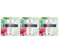 TerCasa 998701-2 - Set di Penne Gel 3x30 Pezzi con Glitter, Arcobaleno, Metallizzate, Standard e Colori Pastello - 90 Matite per Scrittura Morbida